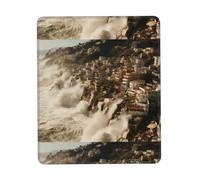 Poezjzw Tsunami Coming Pattern Mouse Pad Non-Slip Rubber Stitched Edges Waterproof Gaming Mouse Mat for Desk Gaming Work Wireless Mice 8.3 X 10.3 in