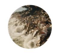 POEZJZW Tsunami Coming Pattern Round Mouse Mat, Cute Mouse Pad, Non-Slip Rubber Base With Stitched Edge, Small Size 7.9 X 7.9 Inch