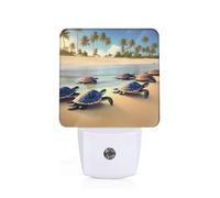 POEZJZW Turtles On The Beach Pattern Led Night Light Plug Into Wall with Dusk to Dawn Sensors, Warm for Bedroom Bathroom Hallway Kitchen