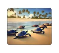 POEZJZW Turtles On The Beach Pattern Mouse Pad Non-Slip Rubber Stitched Edges Waterproof Gaming Mouse Mat for Desk Gaming Work Wireless Mice 7 X 8.6 in