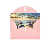 POEZJZW Turtles On The Beach Pearl Paper Christmas Cards, With Pink Envelopes, Thank You Cards, Wedding, Valentine'S Day Cards 10-Count