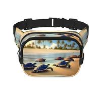 Poezjzw Turtles On The Beach Travel Waist Bag Suitable For Running, Cycling And Outdoor Adventures, Store Mobile Phones And Credit Cards, Black, One Size, Black, One Size