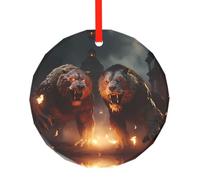 Poezjzw Two Monsters Pattern Glass Christmas Ornament Round Hanging Pendant Gifts For Xmas Holidays, Ornaments For Home Decor