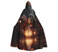 POEZJZW Two Monsters Pattern Hooded Cloak Robe Costume For Adult Men Women Christmas Hoodies Cape Cosplay Costumes