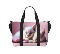 Poezjzw Two Sleeping Kittens Travel Duffle Bag Weekender Carry On Tote Bags For Women Hospital Bags For Labor And Delivery Overnight Luggage Bag, Black, One Size