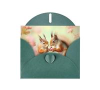 POEZJZW Two Squirrels Picking Food Pearl Paper Christmas Cards, With Dark Green Envelopes, Thank You Cards, Wedding, Valentine'S Day Cards 10-Count
