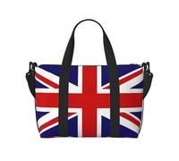Poezjzw Uk Flag Travel Duffel Bag Tote Carry On Luggage Bag Water Resistant Weekender Overnight Bags For Foldable, Black, One Size, Black, One Size