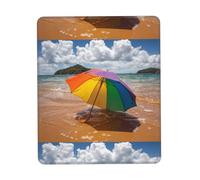 Poezjzw Umbrella by The Sea Pattern Mouse Pad Non-Slip Rubber Stitched Edges Waterproof Gaming Mouse Mat for Desk Gaming Work Wireless Mice 10 X 12 Inch