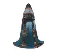 POEZJZW Undersea Architecture Pattern Hooded Cloak Robe Costume Cloak For Adult Men Women Christmas Hoodies Cape Cosplay Costumes L