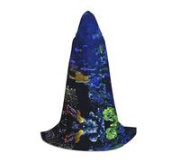 POEZJZW Underwater Coral Colony Pattern Hooded Cloak Robe Costume Cloak For Adult Men Women Christmas Hoodies Cape Cosplay Costumes M