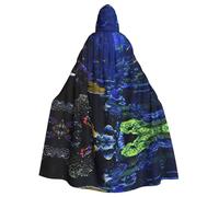POEZJZW Underwater Coral Colony Pattern Hooded Cloak Robe Costume For Adult Men Women Christmas Hoodies Cape Cosplay Costumes