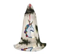 POEZJZW Unicorn Head Sculpture Pattern Hooded Cloak Robe Costume Cloak For Adult Men Women Christmas Hoodies Cape Cosplay Costumes L