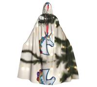 POEZJZW Unicorn Head Sculpture Pattern Hooded Cloak Robe Costume For Adult Men Women Christmas Hoodies Cape Cosplay Costumes
