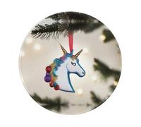 POEZJZW Unicorn Head Sculpture Pattern Round Mouse Mat, Cute Mouse Pad, Non-Slip Rubber Base With Stitched Edge, Small Size 7.9 X 7.9 Inch