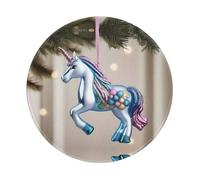 POEZJZW Unicorn Ornament Pattern Round Mouse Mat, Cute Mouse Pad, Non-Slip Rubber Base With Stitched Edge, Small Size 7.9 X 7.9 Inch