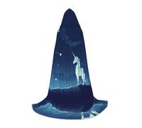 POEZJZW Unicorn Under The Stars Pattern Hooded Cloak Robe Costume Cloak For Adult Men Women Christmas Hoodies Cape Cosplay Costumes S
