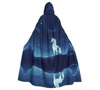 POEZJZW Unicorn Under The Stars Pattern Hooded Cloak Robe Costume For Adult Men Women Christmas Hoodies Cape Cosplay Costumes