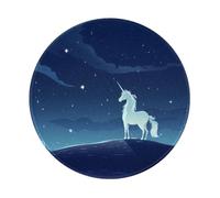 POEZJZW Unicorn Under The Stars Pattern Round Mouse Mat, Cute Mouse Pad, Non-Slip Rubber Base With Stitched Edge, Small Size 7.9 X 7.9 Inch