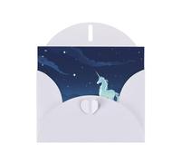 POEZJZW Unicorn Under The Stars Pearl Paper Christmas Cards, With White Envelopes, Thank You Cards, Wedding, Valentine'S Day Cards 10-Count