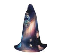 POEZJZW Universe Planet Pattern Men Women Cloak With Hood Adult Cape With Hood Renaissance Halloween Witch Costume Wizard Cloak L