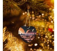 Poezjzw Unknown Planet Pattern Ceramic Christmas Ornament Heart Hanging Pendant Gifts For Xmas Holidays, Ornaments For Home Decor