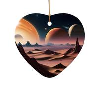 Poezjzw Unknown Planet Pattern Ceramic Christmas Ornament Heart Shape Hanging Pendant Gifts For Xmas Holidays, Ornaments For Home Decor