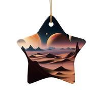 Poezjzw Unknown Planet Pattern Ceramic Christmas Ornament Star Shape Hanging Pendant Gifts For Xmas Holidays, Ornaments For Home Decor
