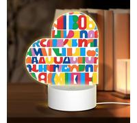 POEZJZW Upper and Lower Case Letters Pattern Heart Shape Acrylic Night Light with USB Cable Adjustable 3 Colors for Restaurant Bar Cafe