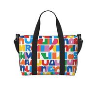 Poezjzw Upper And Lower Case Letters Travel Duffle Bag Weekender Carry On Tote Bags For Women Hospital Bags For Labor And Delivery Overnight Luggage Bag, Black, One Size