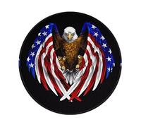 POEZJZW Usa Flag Patriotic Eagle Pattern Round Mouse Mat, Cute Mouse Pad, Non-Slip Rubber Base With Stitched Edge, Small Size 7.9 X 7.9 Inch