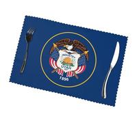 Poezjzw Utah Flag Pattern Placemats Set Of 6, 12 X 18 Inch Seasonal Autumn Table Mats For Party Kitchen Dining Decoration