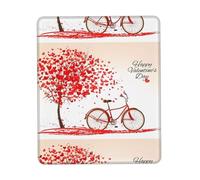 POEZJZW Valentine'S Day Bike Tree Red Heart Cycle Pattern Mouse Pad Office Laptop Computer Desk Wireless Mouse Non Slip Rubber Base Washable 7.9 X 9.5 In Keyboard Pad