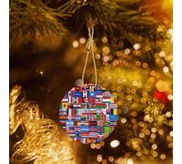 Poezjzw Various Flags Pattern Christmas Tree Ceramic Ornament Hanging Decorations for Home Christmas Holiday Party Gift
