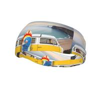 Poezjzw Vintage Van In The Beach With A Surfboard Pattern Sports Headband Suitable For Running Yoga Elasticated Moisture Wicking Hairband