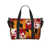 Poezjzw Vintage Wooden Maryland Flag Travel Duffle Bag Weekender Carry On Tote Bags For Women Hospital Bags For Labor And Delivery Overnight Luggage Bag, Black, One Size, Black, One Size