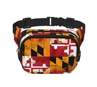 Poezjzw Vintage Wooden Maryland Flag Travel Waist Bag Suitable For Running, Cycling And Outdoor Adventures, Store Mobile Phones And Credit Cards, Black, One Size