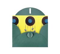POEZJZW Vinyl Records And Tapes Patterned Pearl Paper Blank Greeting Card Suitable For Birthday Wedding Party Invitation With Dark Green Envelope