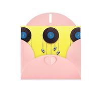 POEZJZW Vinyl Records And Tapes Patterned Pearl Paper Blank Greeting Card Suitable For Birthday Wedding Party Invitation With Pink Envelope