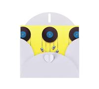 POEZJZW Vinyl Records And Tapes Patterned Pearl Paper Blank Greeting Card Suitable For Birthday Wedding Party Invitation With White Envelope