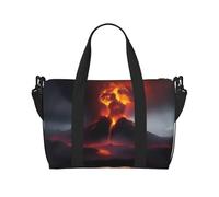 Poezjzw Volcano Eruption Travel Duffle Bag Weekender Carry On Tote Bags For Women Hospital Bags For Labor And Delivery Overnight Luggage Bag, Black, One Size