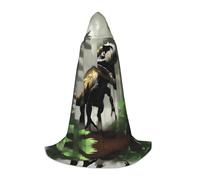 POEZJZW Wandering Dinosaur Pattern Hooded Cloak Robe Costume Cloak For Adult Men Women Christmas Hoodies Cape Cosplay Costumes S