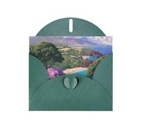 POEZJZW Watching The Sea Pearl Paper Christmas Cards, With Dark Green Envelopes, Thank You Cards, Wedding, Valentine'S Day Cards 10-Count