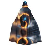 POEZJZW Water And Fire Tai Chi Pattern Hooded Cloak Robe Costume For Adult Men Women Christmas Hoodies Cape Cosplay Costumes