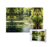 Poezjzw Water Lilies In The Pond Puzzles For Adult 1000 Pieces Wooden Jigsaw For Family Friend Home Decor Wall Art 29.5 X 19.7 In