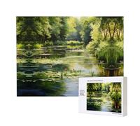 Poezjzw Water Lilies In The Pond Puzzles For Adult 500 Pieces Wooden Jigsaw For Family Friend Home Decor Wall Art 20.4 X 15 In