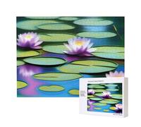 Poezjzw Water Lilies In Water Adult Classic Jigsaw 500 Pieces Wooden Puzzle Modern Home Decor Intellectual Game 52 X 38 Cm