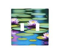 Poezjzw Water Lilies in Water Pattern Decorative Light Switch Plate Covers 2 Gang Wall Plate Double Toggle Switch Cover 4.5 X 4.5 in