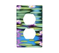 Poezjzw Water Lilies in Water Pattern Outlet Covers Wall Plate Light Switch Plate Decorative for Kitchen Bathroom Bedroom Farmhouse Decor