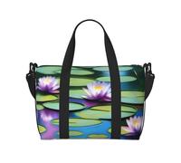 Poezjzw Water Lilies In Water Travel Duffle Bag Weekender Carry On Tote Bags For Women Hospital Bags For Labor And Delivery Overnight Luggage Bag, Black, One Size
