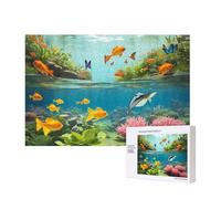 Poezjzw Water Plants And Fish Adult Classic Jigsaw 300 Pieces Wooden Puzzle Modern Home Decor Intellectual Game 40 X 28 Cm